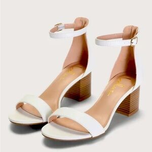 Lulu’s White Block Heel Sandals